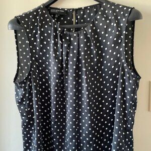 Jones of New York Collection Black with white Polka Dots Sleeveless Top Sz 14/16